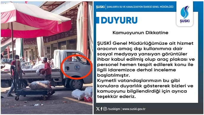 ŞUSKİ :Araç Kullanımıyla İlgili Soruşturma Başlatıldı