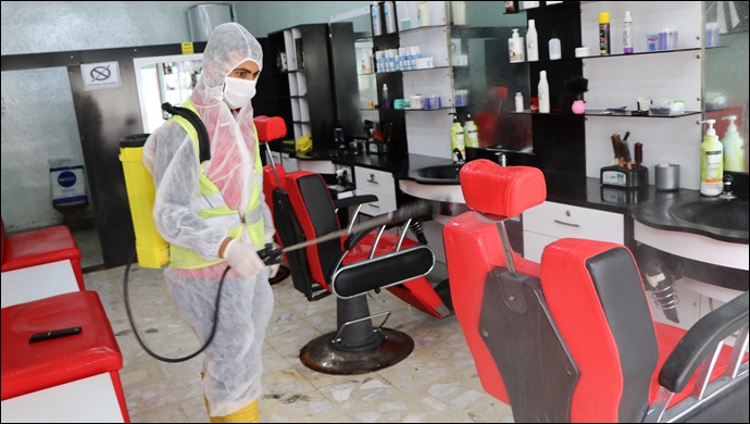 Viranşehir Belediyesi, Berber Ve Kuaförleri  Dezenfekte Etti