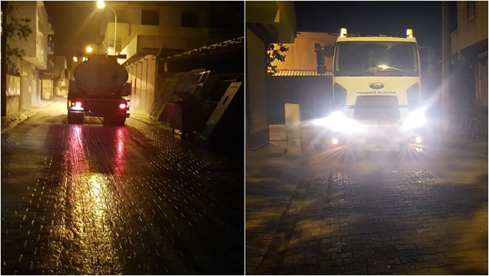 Viranşehir’de Cadde ve Sokakları Dezenfekte Ediliyor