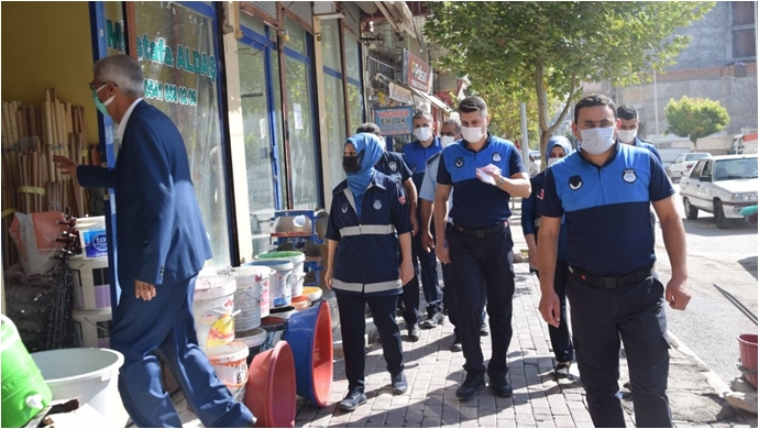 Viranşehir'de ,Zabıtadan kaldırım işgali denetimi