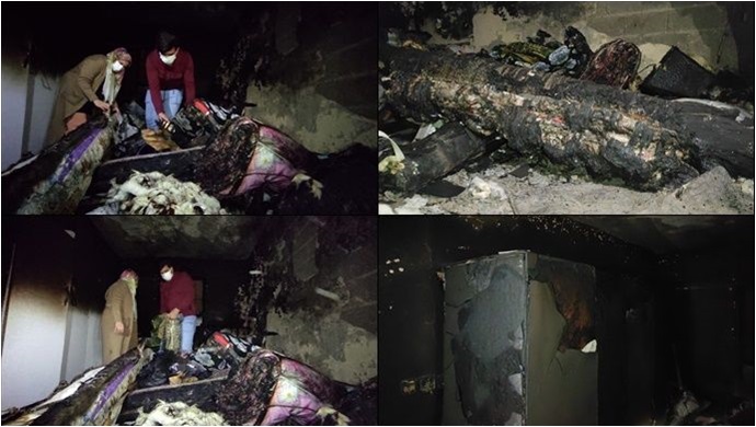 Yangında evleri küle dönen çift 28 günlük bebekleriyle ortada kaldı